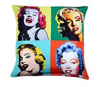 ED Pop Art Cushion Covers Digital Printed 45 x 45cm Polyester Sofa Car Bed Home Pillow Colourful Abstract Decor Dog/London/Portrait Design (Marilyn Monroe)