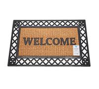 ED Rubber Door Mats Natural Coir Non-Slip PVC Backed Indoor & Outdoor Heavy Duty 45 x 75cm (Welcome Rubber 2)