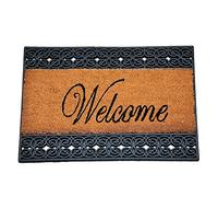ED Rubber Door Mats Natural Coir Non-Slip PVC Backed Indoor & Outdoor Heavy Duty 45 x 75cm (Welcome Rubber 9)