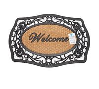 ED Rubber Door Mats Natural Coir Non-Slip PVC Backed Indoor & Outdoor Heavy Duty 45 x 75cm (Welcome Rubber 3)