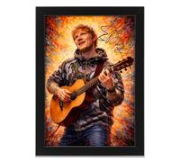 Ed Sheeran Art Styled Signed Poster Print - Limited Edition Autograph Fan Gift, Collectible Memorabilia Wall Art Merchandise (A4 Framed)