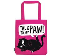 Ed, the Cat Cotton Shopper Fabric Bag 100% Cotton with Cat Motif, Shopper with Stand for Shopping, Office or University, 39 x 42 cm, pink, 39 cm x 42 cm x 42 cm, Talk to my Paw