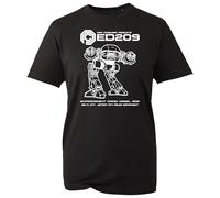 ED209 Robot T-Shirt, Funny Retro Iconic Star Space Movie Themed Drone Bot Wars Shirt, Gift Unisex Tee Top (Black, 2XL)