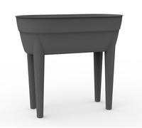 EDA - Osaka 48 L Tall Planter - Water Retention Zone - Feet with Drainage Plug - Reinforcement Metal Bar - 77.1 x 37.6 x H.68 cm - Charcoal Grey