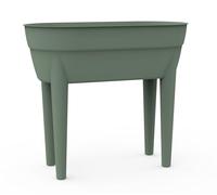 EDA - Osaka 48 L Tall Planter - Water Retention Zone - Feet with Drainage Plug - Reinforcement Metal Bar - 77.1 x 37.6 x H.68 cm - Laurel Green