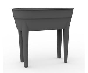 EDA - Osaka 48 L Tall Planter - Water Retention Zone - Feet with Drainage Plug - Reinforcement Metal Bar - 77.1 x 37.6 x H.68 cm - Charcoal Grey