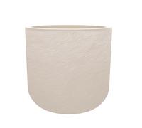 EDA - Round Pot 40 cm Volcania'Up 32.5 L - Imitation Stone Decor - Single Wall with Trompe-l'oeil Collar - Water Retention Zone to Limit Watering - Ø 38.5 x H.36.8 cm - Beige Limestone