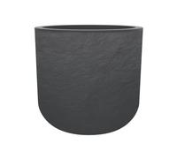 EDA - Round Pot 50 cm Volcania'Up 67 L - Imitation Stone Decor - Single Wall - Water Retention Zone - Diameter 48.5 x Height 46.2 cm - Charcoal Grey