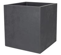 EDA - Square Pot 40 cm Basalt 31 L - Imitation Concrete Decor - Double Wall - Water Retention Area - 39.5 x 39.5 x H.43.5 cm - Charcoal Grey