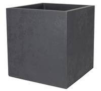 EDA - Square Pot 50 cm Basalt 57 L - Imitation Concrete Decor - Double Wall - Water Retention Area - 49.5 x 49.5 x H.49.5 cm - Charcoal Grey