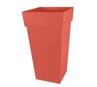 EDA - Tall Square Flower Pot XXL Tuscany - Volume 98 L - 43.3 x 43.3 x H.80 cm - Clay Orange