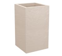 EDA - Volcania'Up 36 L Square Top Pot - Imitation Stone Decor - Single Wall - Water Retention Area - 29.5 x 29.5 x 49.5 cm - Beige Limestone