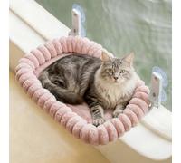 EDAGNY Stylish Cat Window Perch Foldable with Removable Reversible Cover for Sunbathing and Viewing - Cat Window Hammock Bed Sturdy up to 18kg (Pink, L)