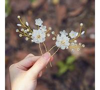 Edary Bride Wedding Hair Pins Gold Flower Hair Pieces Crystal Hair Clips Bridal Hair Accessories for Women and Girls (Pack of 2)