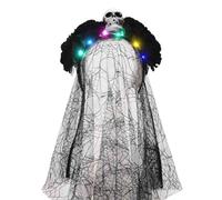 Edary LED Halloween Headbands Day of the Dead Headdress Gothic Skull Veil Headpiece Luminous Festival Party Costume Hair Accessories for Women and Girls