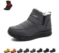 EDAT Dritnow Women's Insulated Snow Boots, Non-Slip & Fur Lined Winter Fleece Thickened Warm Flat Ankle Booties(Grey,5 UK)