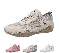 EDAT Summer Ultra-Breathable Outdoor Mesh Walking Shoes for Hiking, Lightweight Soft Sole Slip-On Casual Walking Shoes(Khaki,4.5 UK)