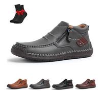 EDAT The First Young Shoes Men, Thefirstyoung Orthopedic Leather Boots, Leather Slip-On Boots Travel & Outdoor(Grey,7 UK)