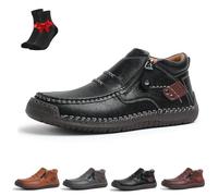 EDAT The First Young Shoes Men, Thefirstyoung Orthopedic Leather Boots, Leather Slip-On Boots Travel & Outdoor(Black,10.5 UK)