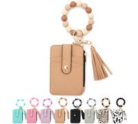 EDAT Zealburst Wristlet, Zealburst Women's Boho Beaded Wallet, Women Card Case Keychain Withwallet, Credit Card Holder(Khaki-B)