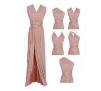 Edaydress Full Length one Dress with Over 100 Styles Multi Ways wrap Convertible Infinity Slit Bridesmaid Dresses, A4 Nude Pink, One Size
