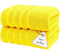 EDB 2 X Large Super Jumbo Bath Sheets 100% Egyptian Combed Cotton Big Bath Sheet Towels 90 x 200 cm (Mustard)