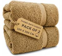 EDB 2X Extra Large Super Jumbo Bath Sheets Towels 100 cm W x 200 cm L Body Wrap Premium Quality 100% Egyptian Cotton Beach, Gym, Spa, Hotel Towel Set Super Soft XL Bath Towel 600-GSM (Latte)