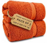 EDB 2X Extra Large Super Jumbo Bath Sheets Towels 100 cm W x 200 cm L Body Wrap Premium Quality 100% Egyptian Cotton Beach, Gym, Spa, Hotel Towel Set Super Soft XL Bath Towel 600-GSM (Orange)