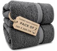 EDB 2X Extra Large Super Jumbo Bath Sheets Towels 100 cm W x 200 cm L Body Wrap Premium Quality 100% Egyptian Cotton Beach, Gym, Spa, Hotel Towel Set Super Soft XL Bath Towel 600-GSM (Charcoal)