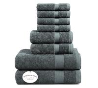 EDB 8 Pcs Towel Bale Set 100% Egyptian Cotton Face Cloth, Hand Towel, Bath Towels, Gym Towel, Sports Towel 600-GSM Super Soft and Absorbent For Multipurpose Use (Grey)