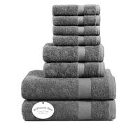 EDB 8 Pcs Towel Bale Set 100% Egyptian Cotton Face Cloth, Hand Towel, Bath Towels, Gym Towel, Sports Towel 600-GSM Super Soft and Absorbent For Multipurpose Use (Charcoal Grey)