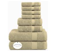 EDB 8 Pcs Towel Bale Set 100% Egyptian Cotton Face Cloth, Hand Towel, Bath Towels, Gym Towel, Sports Towel 600-GSM Super Soft and Absorbent For Multipurpose Use (Beige)