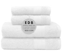 EDB Luxury 4 Piece Bale Set Towels 800-GSM Super Soft Egyptian Combed Cotton Ultra Absorbent & Quick Dry Hotel Quality Hand Guest Jumbo Bath Towels (White)
