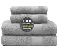 EDB Luxury 4 Piece Bale Set Towels 800-GSM Super Soft Egyptian Combed Cotton Ultra Absorbent & Quick Dry Hotel Quality Hand Guest Jumbo Bath Towels (Silver)