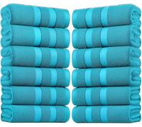 EDB Pack of 12 Large Bath Sheet Towels - 100% Egyptian Cotton Hotel Quality Big Jumbo Bath Towel - 75x150cm, 500-GSM - Highly Absorbent Quick Dry Gym, Spa, Saloon Towels (Teal/Turquoise)