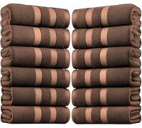 EDB Pack of 12 Large Bath Sheet Towels - 100% Egyptian Cotton Hotel Quality Big Jumbo Bath Towel - 75x150cm, 500-GSM - Highly Absorbent Quick Dry Gym, Spa, Saloon Towels (Chocolate Brown)