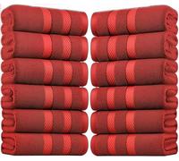 EDB Pack of 12 Large Bath Sheet Towels - 100% Egyptian Cotton Hotel Quality Big Jumbo Bath Towel - 75x150cm, 500-GSM - Highly Absorbent Quick Dry Gym, Spa, Saloon Towels (Red)