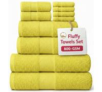 EDB Premium Super Jumbo Extra Large Bath Sheet 100% Egyptian Cotton 800-GSM Soft Towels Quick Dry Highly Absorbent Face Cloth, Hand Towel, Bath Towel Hotel, Gym Quality (4X Face Cloth, Lemon)