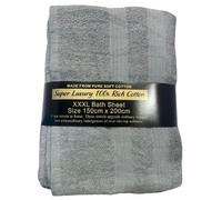 EDB Super Bath Sheet Massive/Huge/Extra Large 150cm x 200cm Premium Soft Quality 100% Egyptian Cotton Bath Sheets/Beach Towels 600-GSM (Silver)