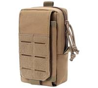 EDC Armed Pouch, Khaki 600D Oxford Cloth Molly Utility Pouch with Zipper, Large Capacity Double Layer Cell Phone Holster, 6.7 x 3.9 x 2 in / 17 x 10 x 5 cm, for Outdoor Hiking