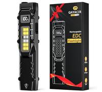 EDC Flashlight Rechargeable, 1000 High Lumens Flash Light with Red Beam, UV and White LED, 9 Modes Flat Pocket Flashlight with LCD Digital Display, Mini Flashlights for Home Outdoor Camping Emergency