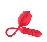 EDC Intimate Wellness Teazers Rose Vibrator with Thrusting Dildo