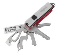 EDC Key Organizer Bundle - Compact Key Holder + Mini-Flashlight + 10-in-1 Keychain Multitool + Lost & Found - Premium Pocket Tool - Unique Gift for Men - Keyport Pivot 2.0 Essential Plus Kit (Red)