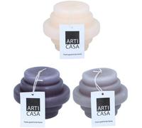 EDCO Arti Casa Round Candle Set Of 3 Unscented Wax Decor (Purple Cream)