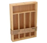 Edco Eindhoven B.V. Alpina Extendable Bamboo Cutlery Tray - Cutlery Tray for Drawers - Adjustable Organiser with Compartments - Drawer Insert for Kitchen and Office