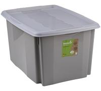 Edco Eindhoven B.V. Storage Box with Lid 45 L - Organiser Box 55 x 40 x 30 cm - Plastic Box Suitable for Clothes, Christmas Decorations and Documents - Easy Stackable - Plastic - Grey