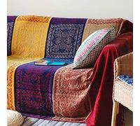 Edcooy Bohemian Throws Blankets, Chenille Jacquard Tassels Throw Blankets for Bed Couch Soft Chair， Bohemian Fringe Tassels (Red, Large: 86x102