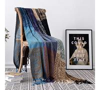 Edcooy Boho Chair Cover, Colorful Chenille Tassels Hippie Throw Blanket for Couch Bed Sofa Recliner Loveseat, Blanket for Bohemian Living Room Decor Purple(60''*75'') XZ04