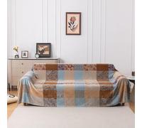 Edcooy Boho Chenille Throw Blanket, Bohemian Jacquard Tassels Cover for Couch Bed, Decorative Sofa Slipcover Protector - Colorful Tribal Pattern (Vintage, 220x260CM)