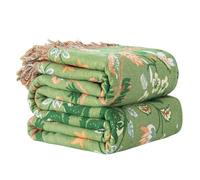 Edcooy Boho Cotton Larger Sofa Throw Blanket - 100 % Pure Cotton Double-Sided Reversible Bohemian Bedspread & Sofa Cover (Green World, 230X250CM)